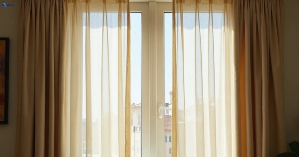 Dusty and dull curtains in haymarket-nsw before steam cleaning